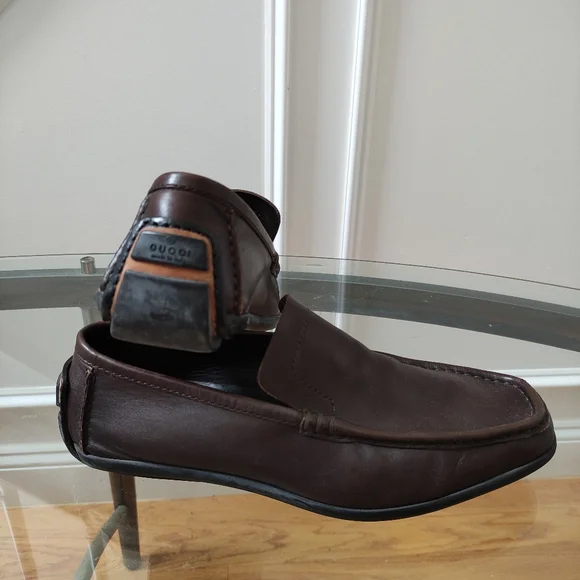 Gucci Brown Leather Driving Loafer Dress sz 10 Gucci Brown Leather Horsebit Driving Loafers Men main image 2
